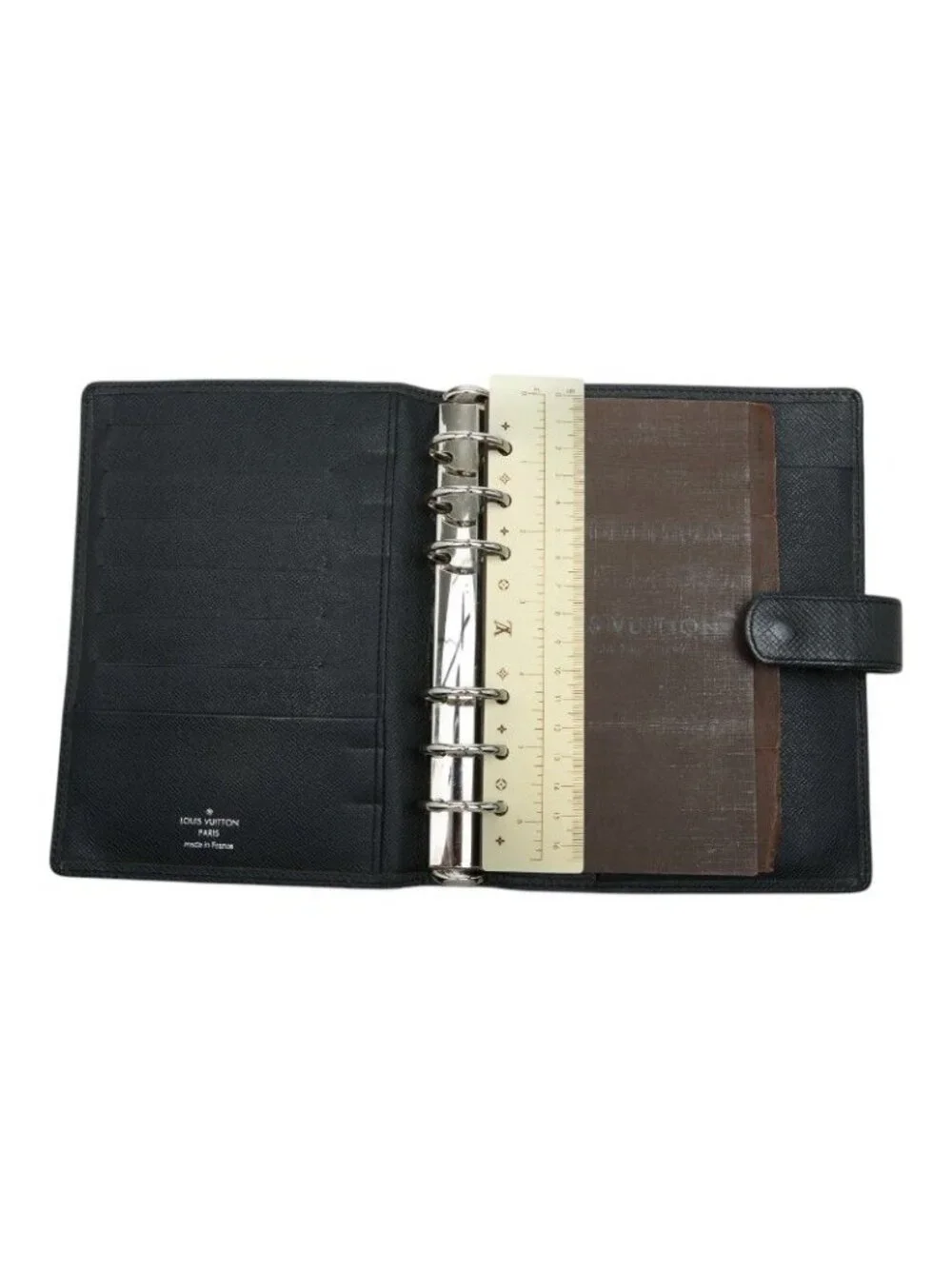 Louis Vuitton Taiga Agenda MM Notebook Cover Black Leather